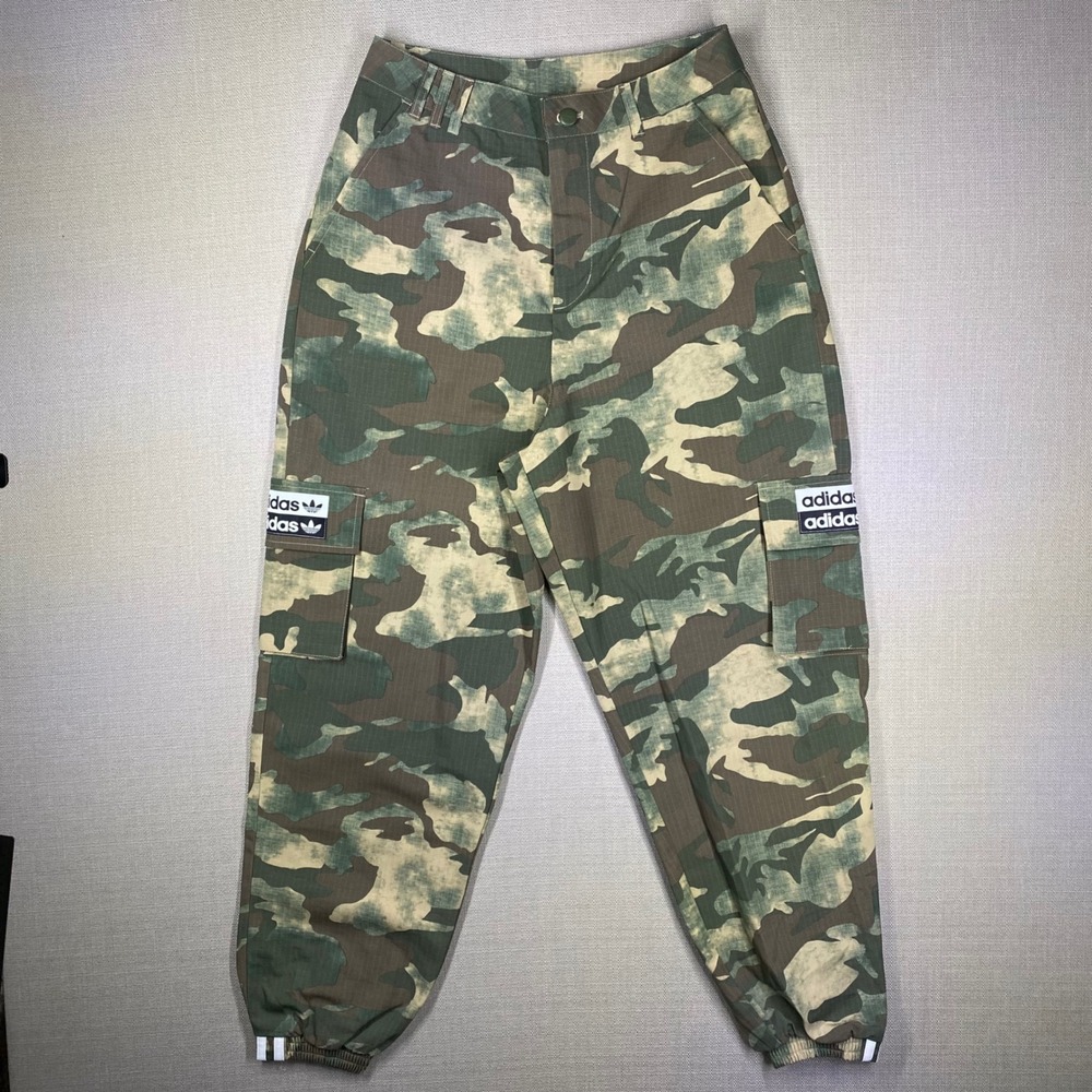 Adidas Originals Womens Camo Cargo Pants Ripstop Joggers Green Brown Size Small